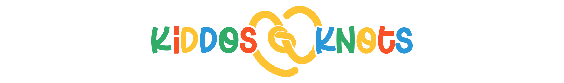 Colorful 'Kiddos Knots' logo on a white background